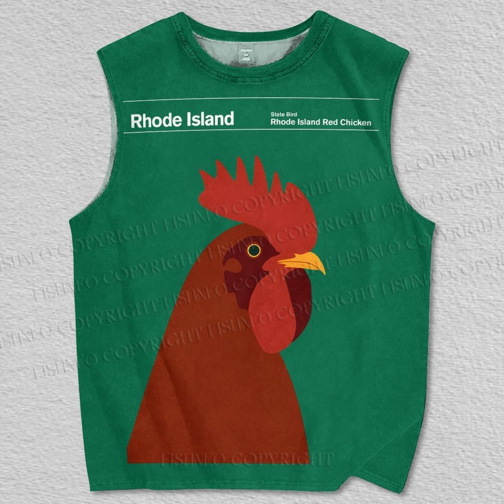 Unisex Rhode Island Red Chicken Printed Tank Top