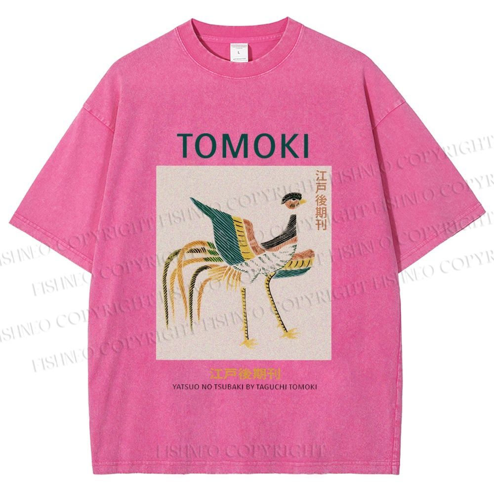 Unisex Edo Period Tomoki Bird Printed Washed Tee