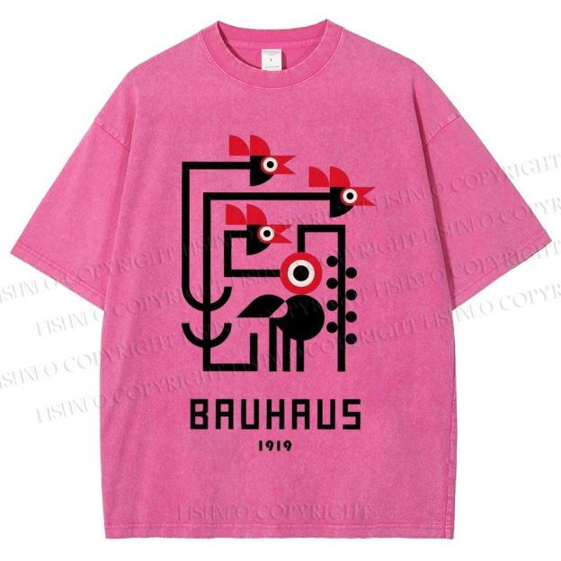 Unisex Bauhaus Geometric Bird Printed Washed Tee