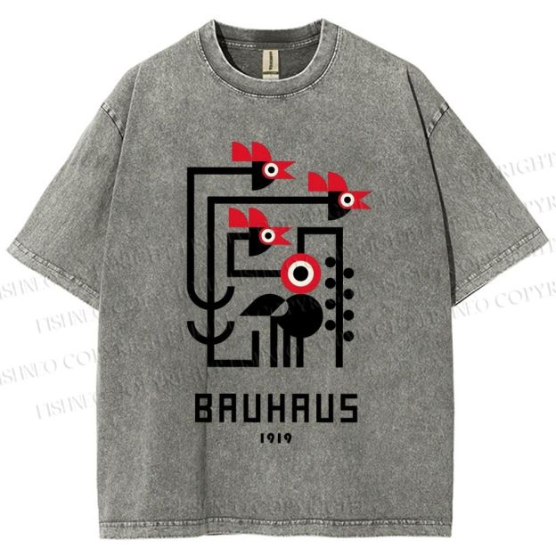 Unisex Bauhaus Geometric Bird Printed Washed Tee