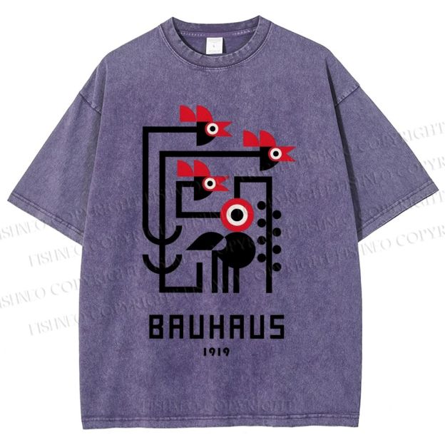 Unisex Bauhaus Geometric Bird Printed Washed Tee