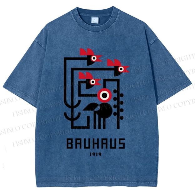 Unisex Bauhaus Geometric Bird Printed Washed Tee