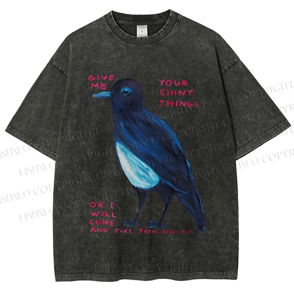 Unisex Give Me Bird Printed Washed Tee