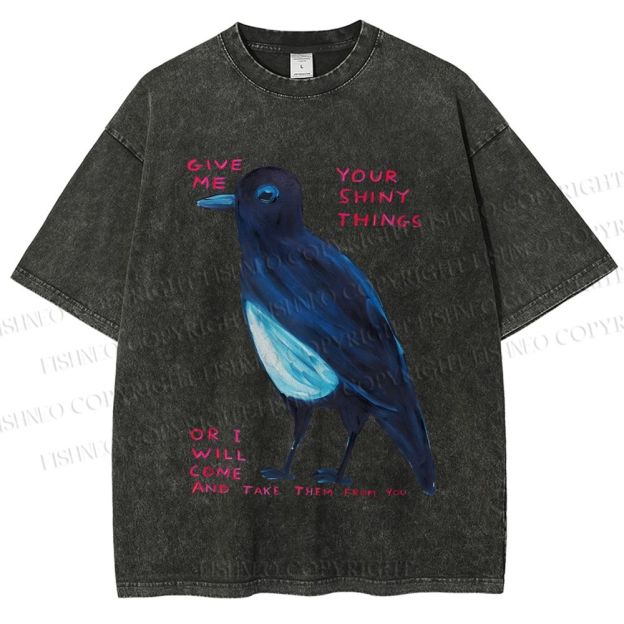 Unisex Give Me Bird Printed Washed Tee