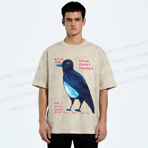 Unisex Give Me Bird Printed Washed Tee