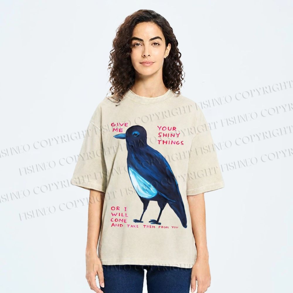 Unisex Give Me Bird Printed Washed Tee