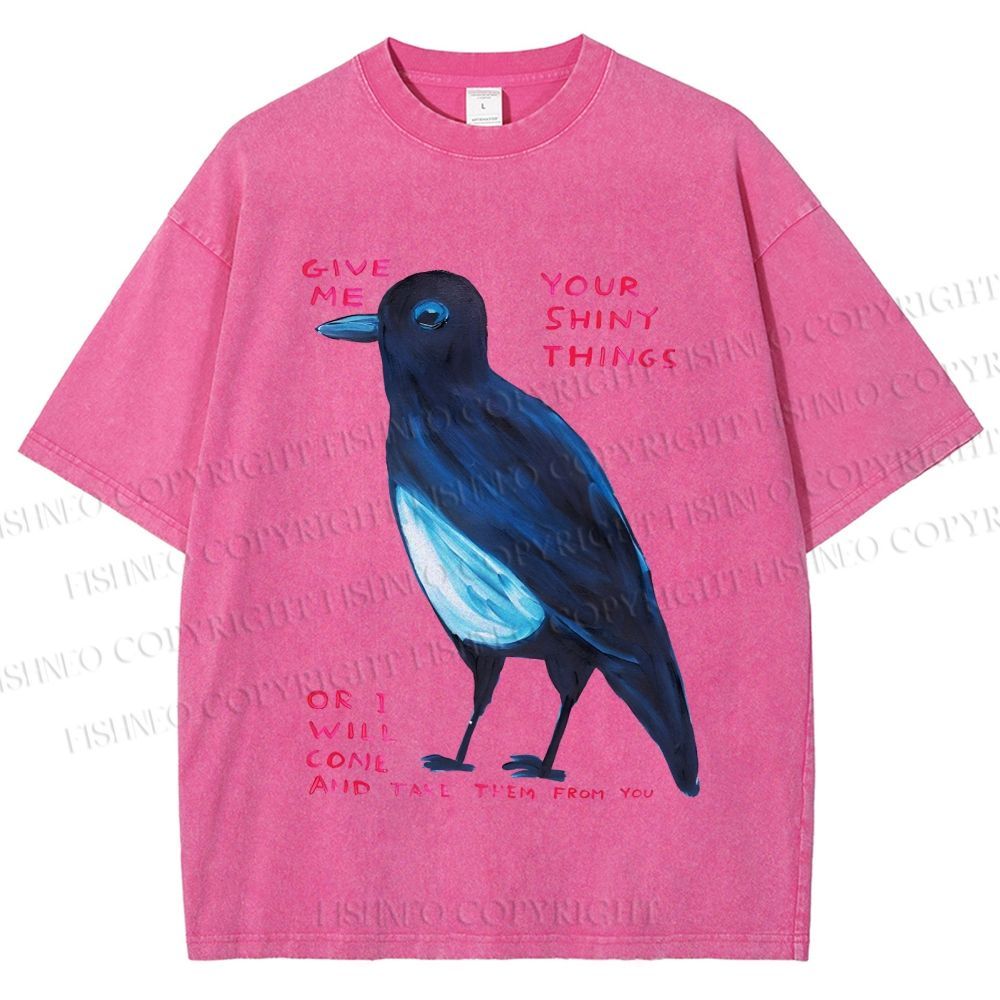 Unisex Give Me Bird Printed Washed Tee