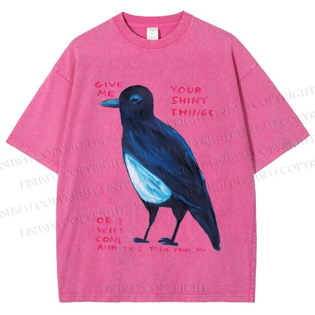Unisex Give Me Bird Printed Washed Tee