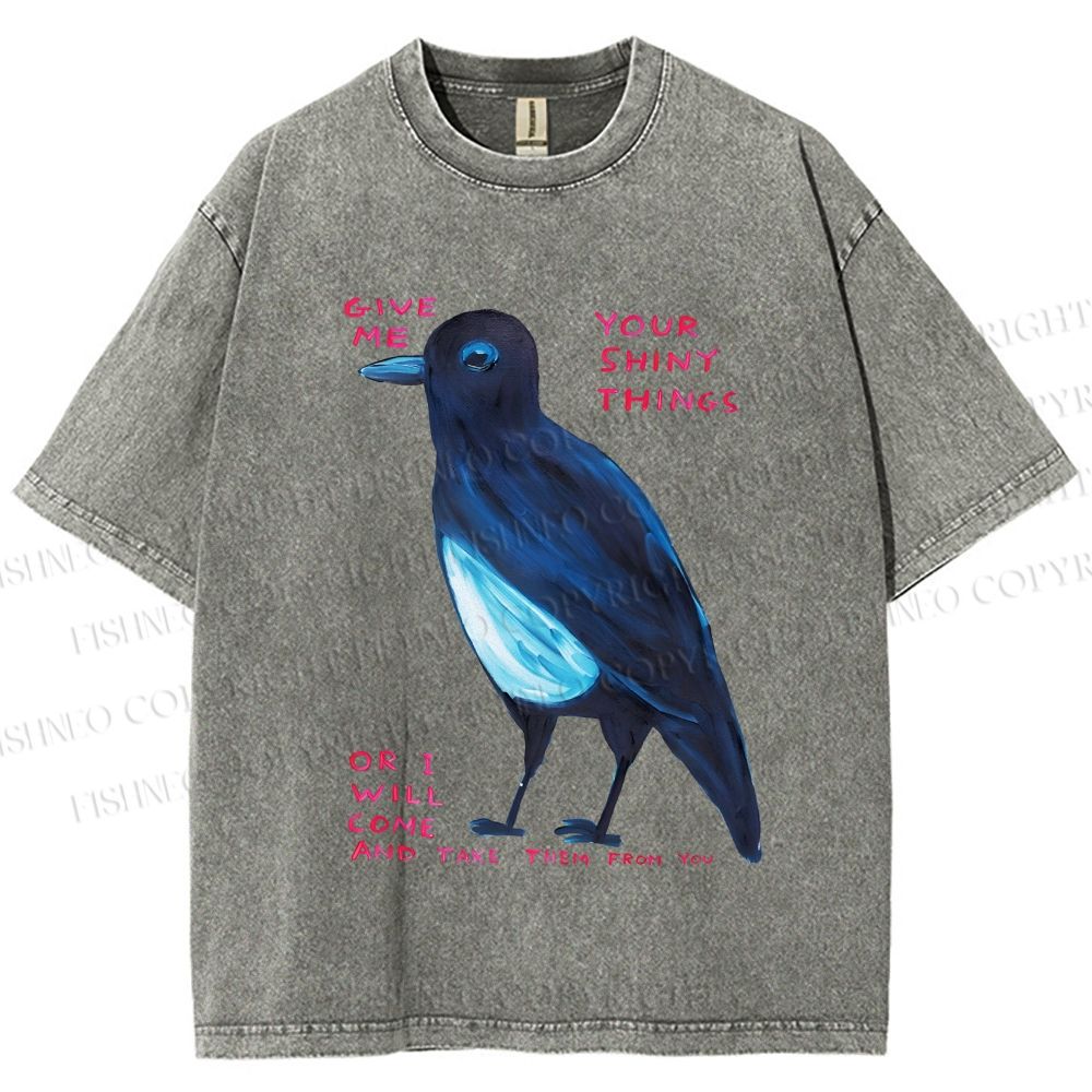 Unisex Give Me Bird Printed Washed Tee