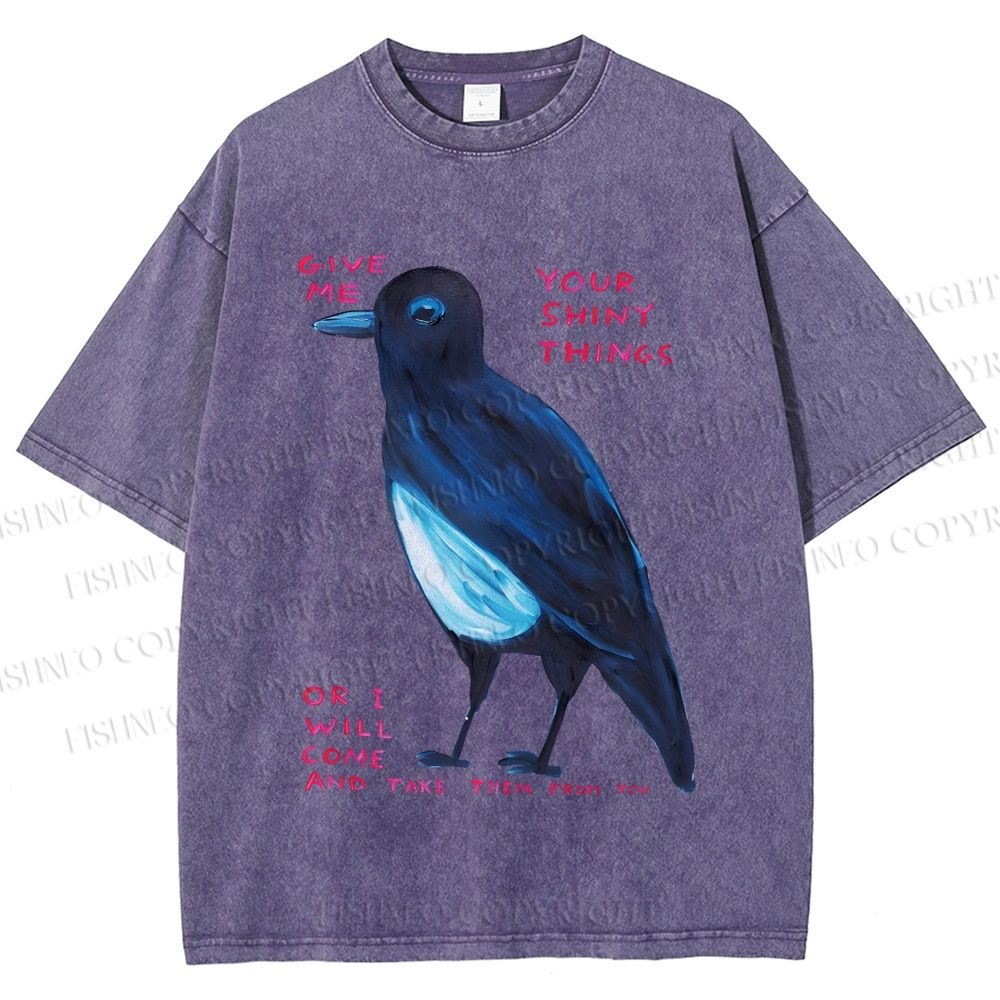 Unisex Give Me Bird Printed Washed Tee
