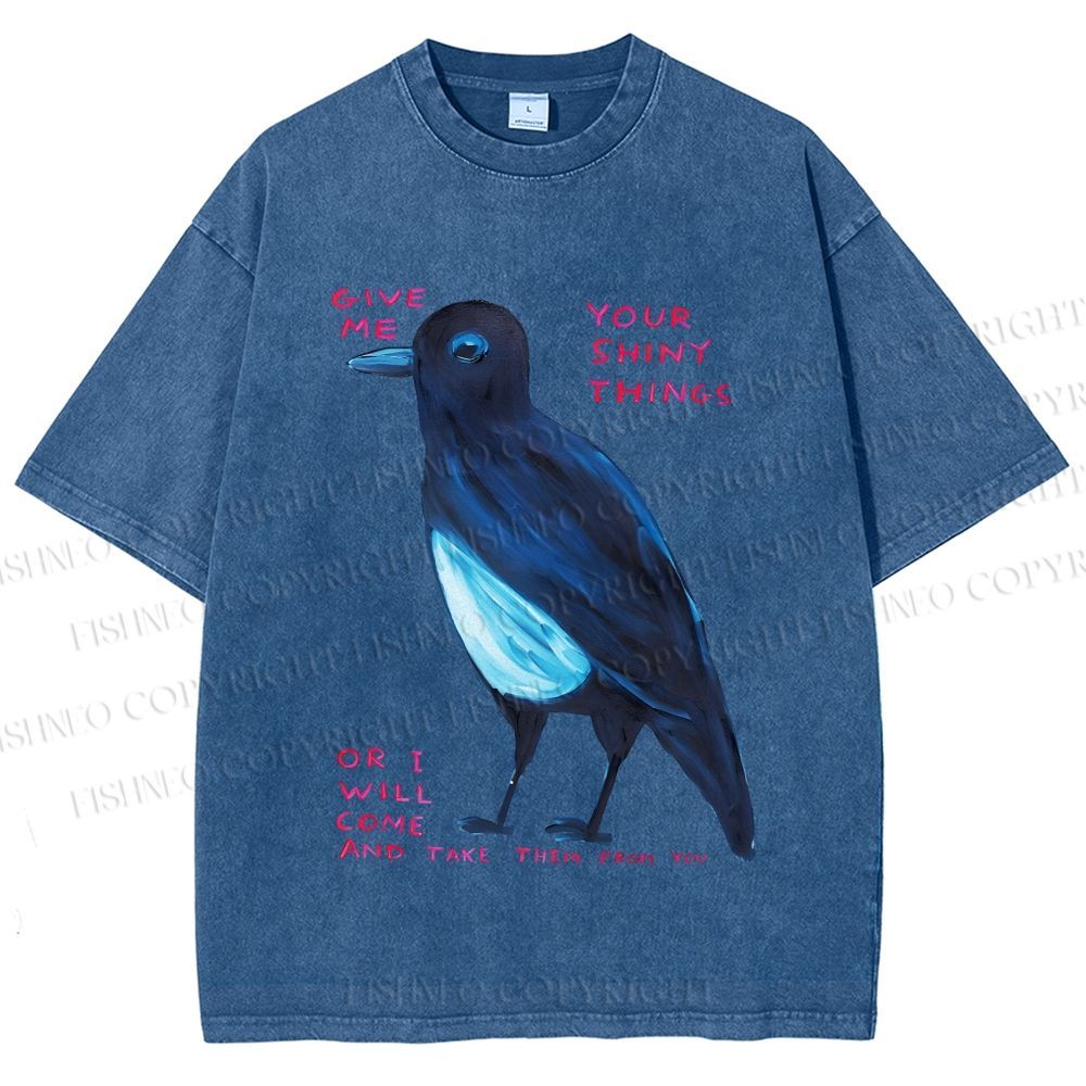Unisex Give Me Bird Printed Washed Tee