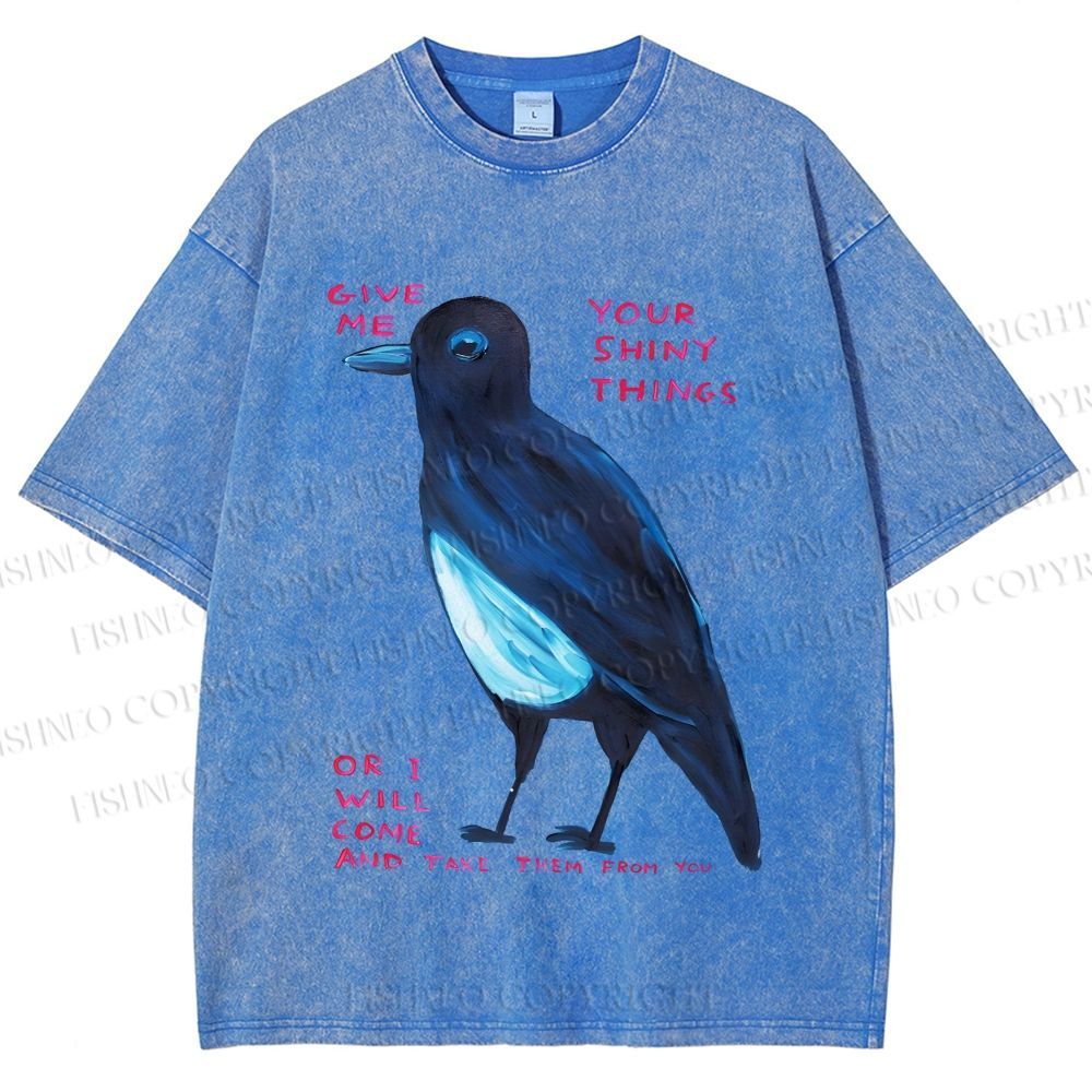 Unisex Give Me Bird Printed Washed Tee