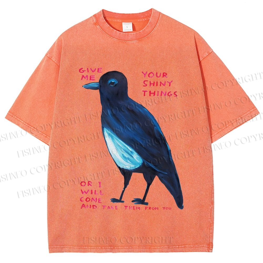Unisex Give Me Bird Printed Washed Tee