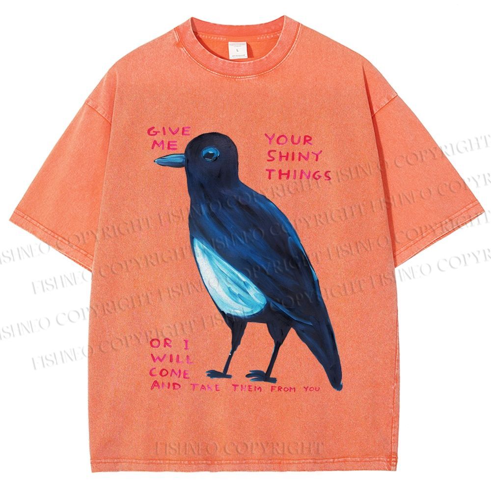 Unisex Give Me Bird Printed Washed Tee