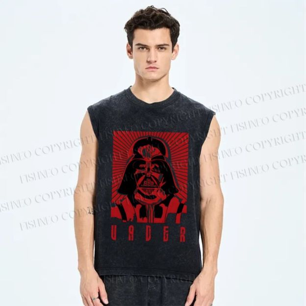 Unisex Star Wars Darth Vader Printed Washed Tank Top