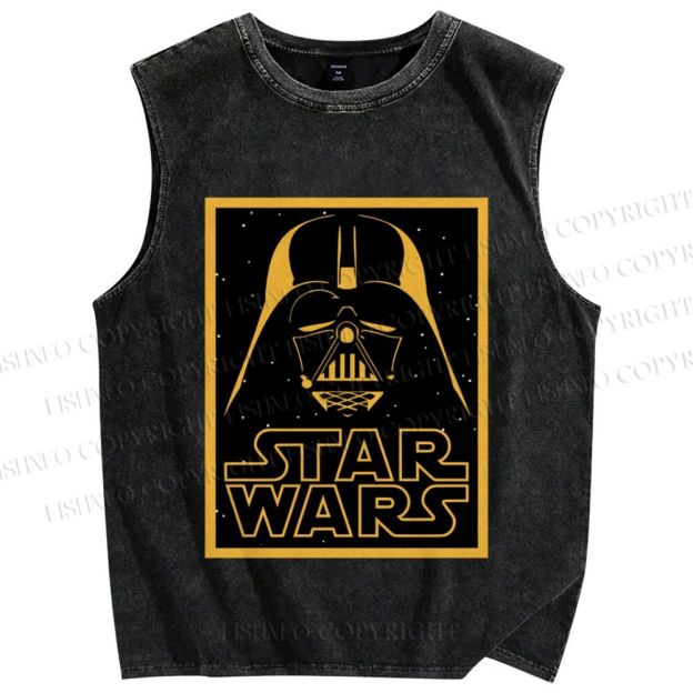 Unisex Star Wars Darth Vader Printed Washed Tank Top