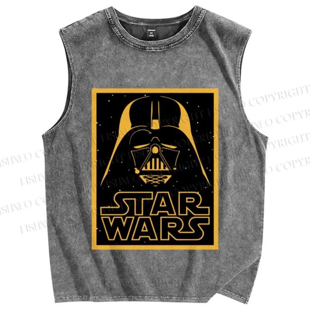 Unisex Star Wars Darth Vader Printed Washed Tank Top