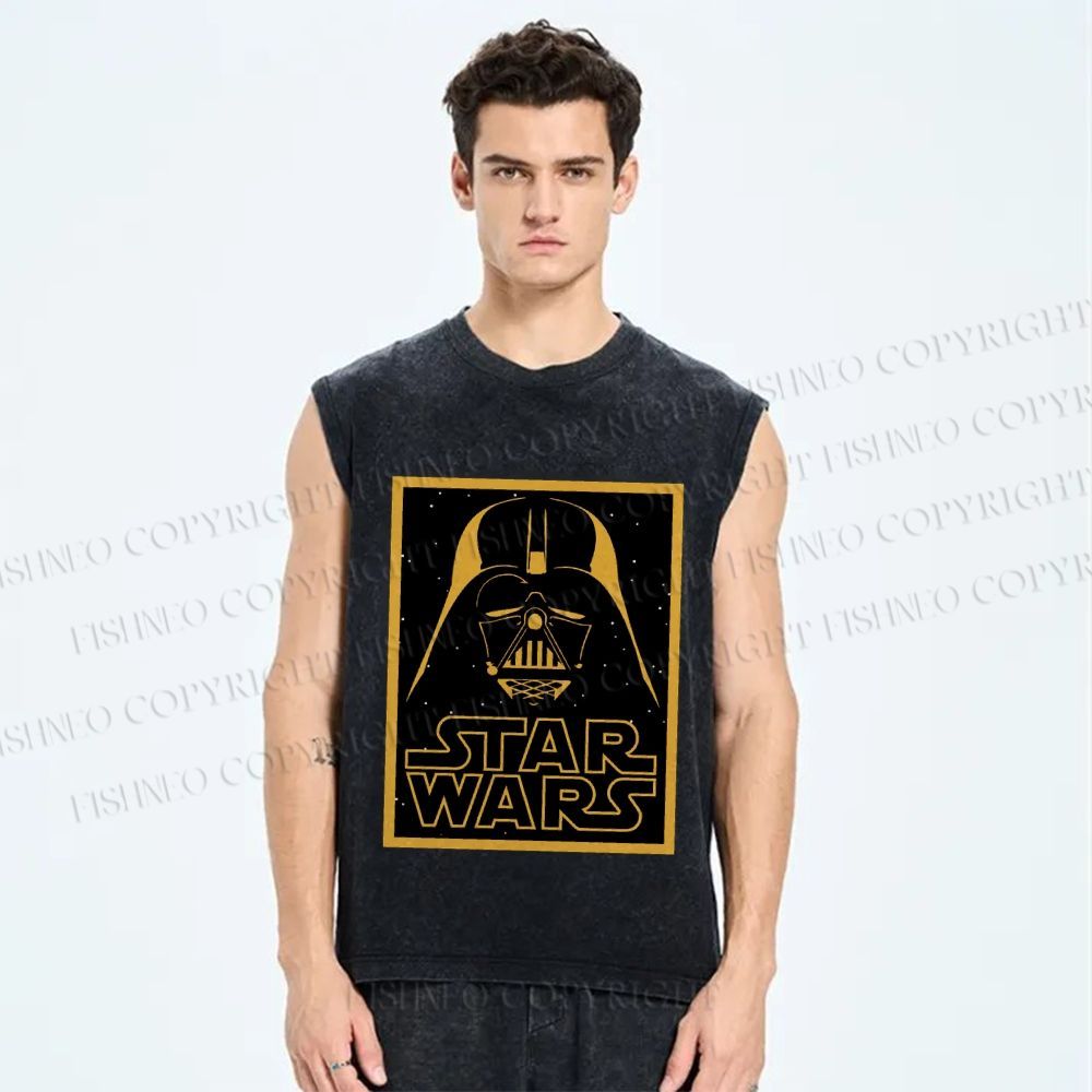 Unisex Star Wars Darth Vader Printed Washed Tank Top