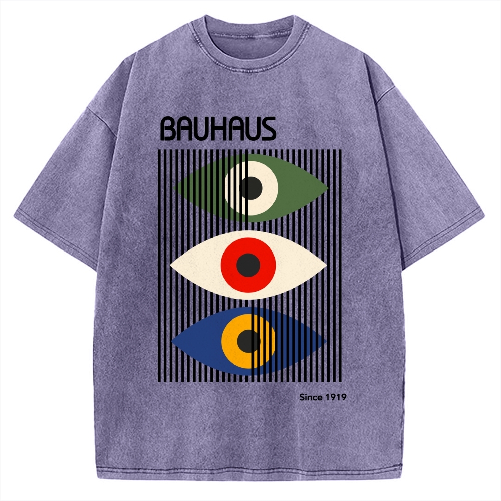Unisex Bauhaus Art Eye Printed Washed T-shirt