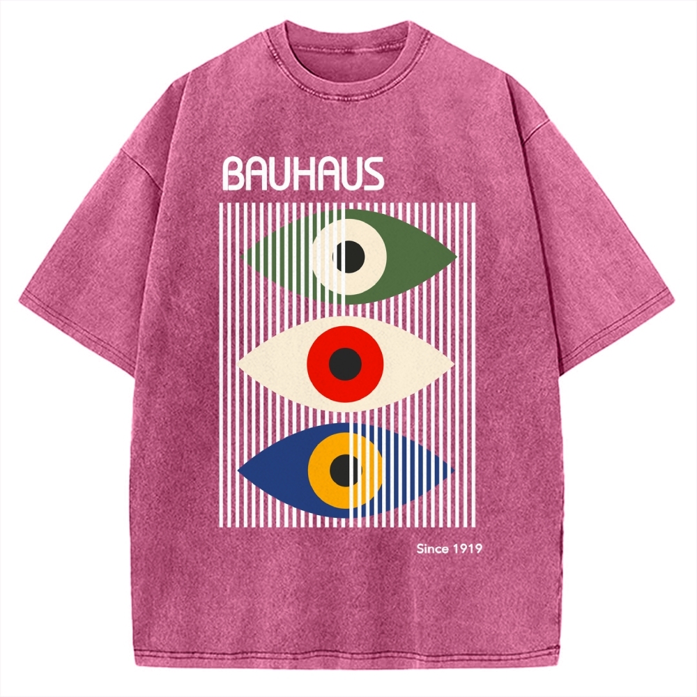 Unisex Bauhaus Art Eye Printed Washed T-shirt
