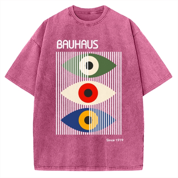 Unisex Bauhaus Art Eye Printed Washed T-shirt