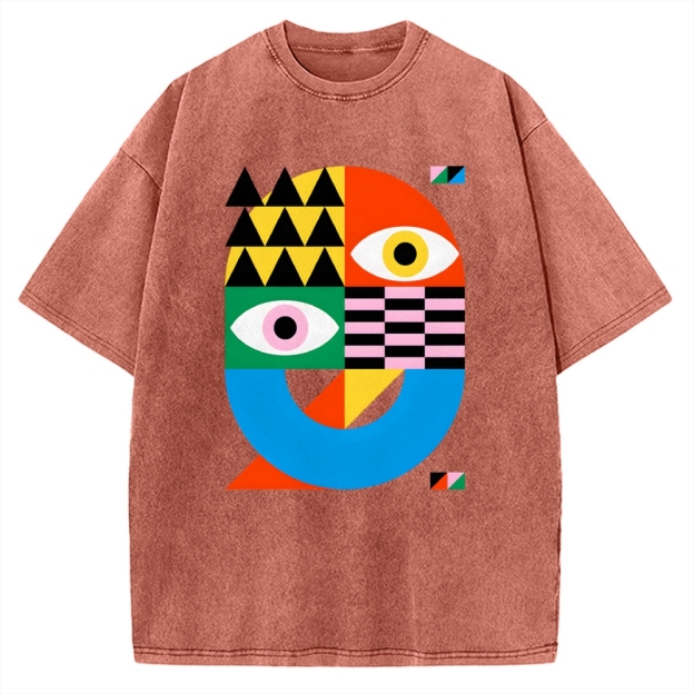 Unisex Bauhaus Art Eye Printed Washed Tee