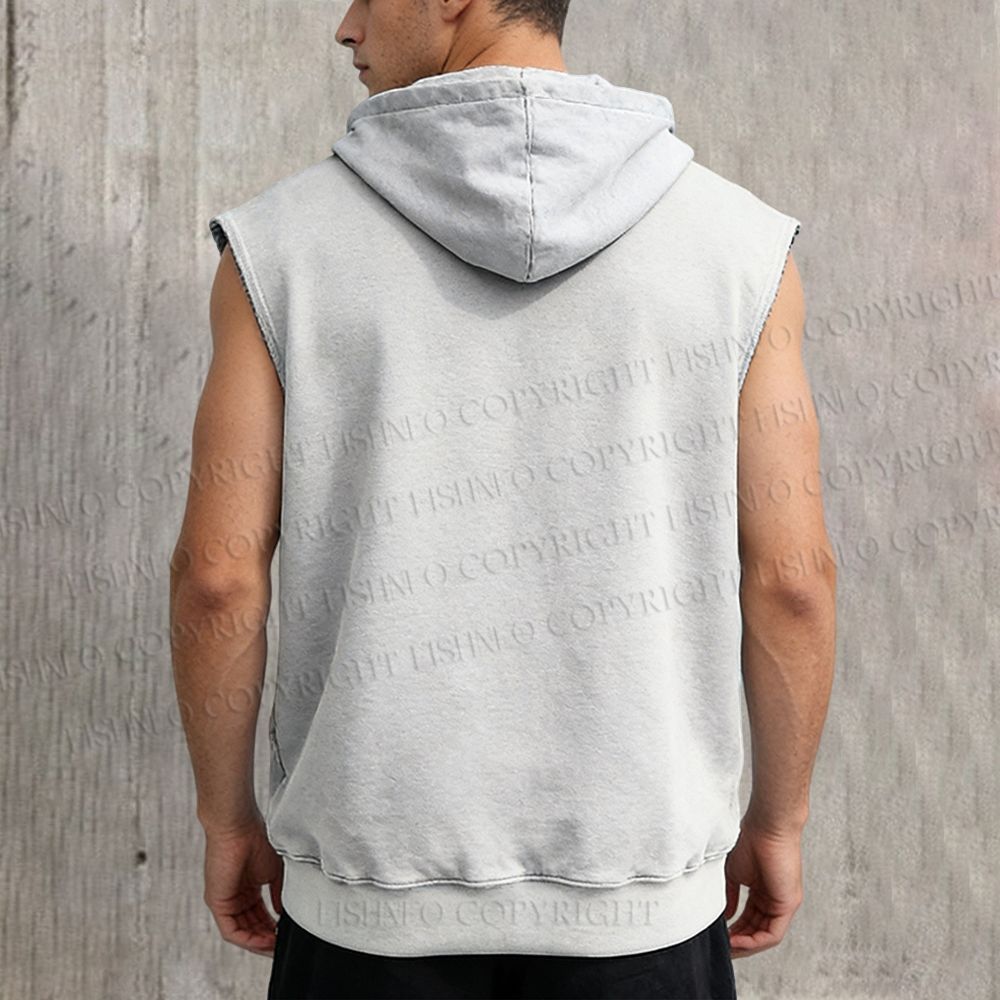 Unisex Give Me Bird Printed Sleeveless Hoodie