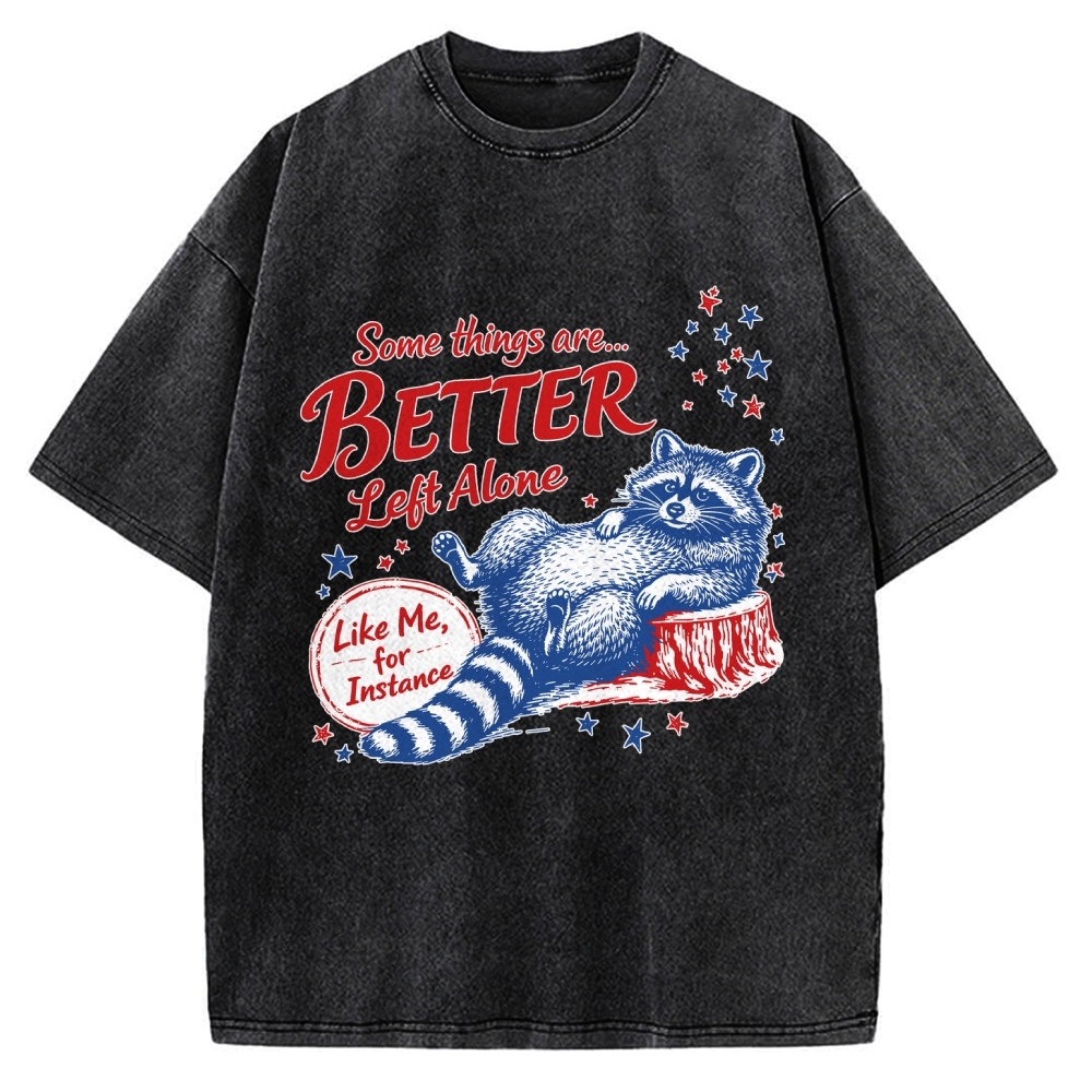 Unisex Raccoon Some Things Are Better Left Alone Vintage Washed T-shirt