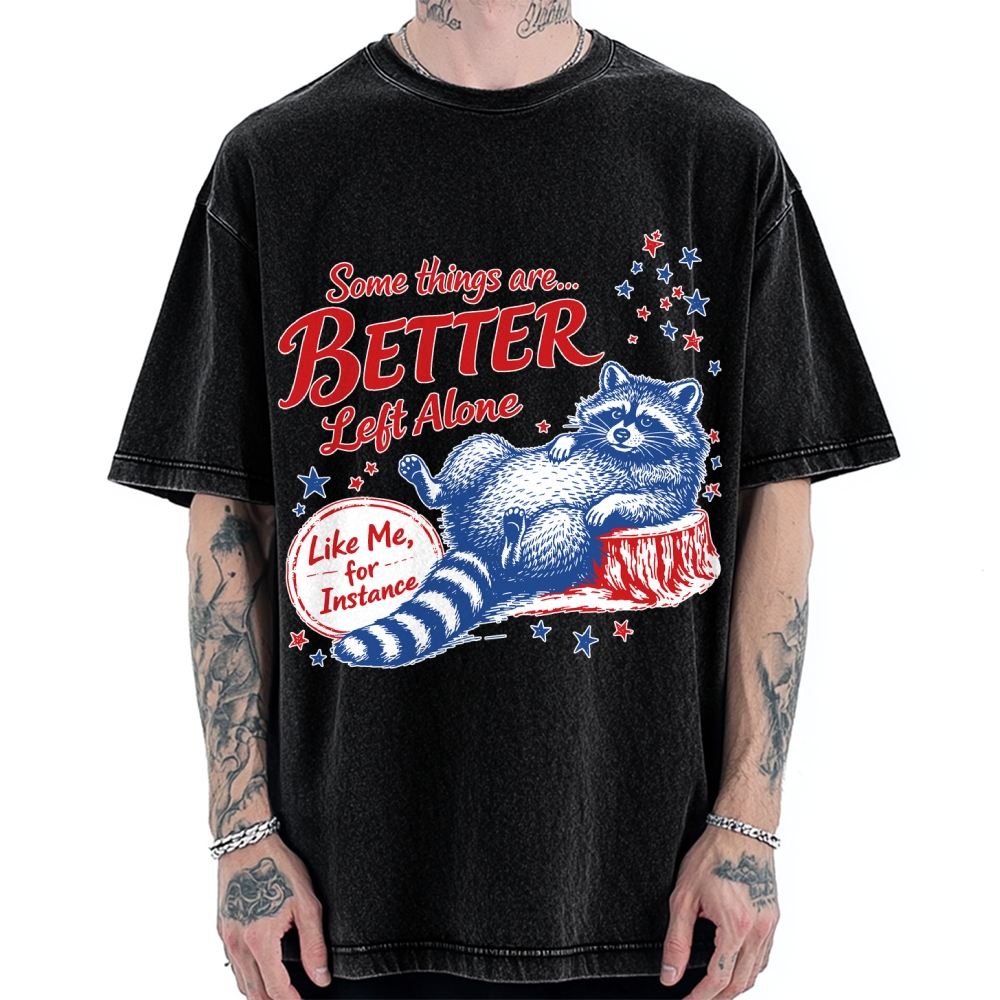 Unisex Raccoon Some Things Are Better Left Alone Vintage Washed T-shirt