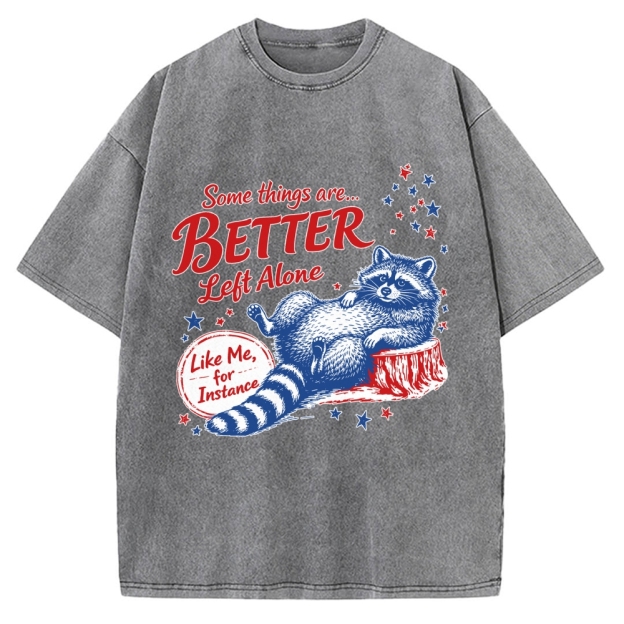 Unisex Raccoon Some Things Are Better Left Alone Vintage Washed T-shirt