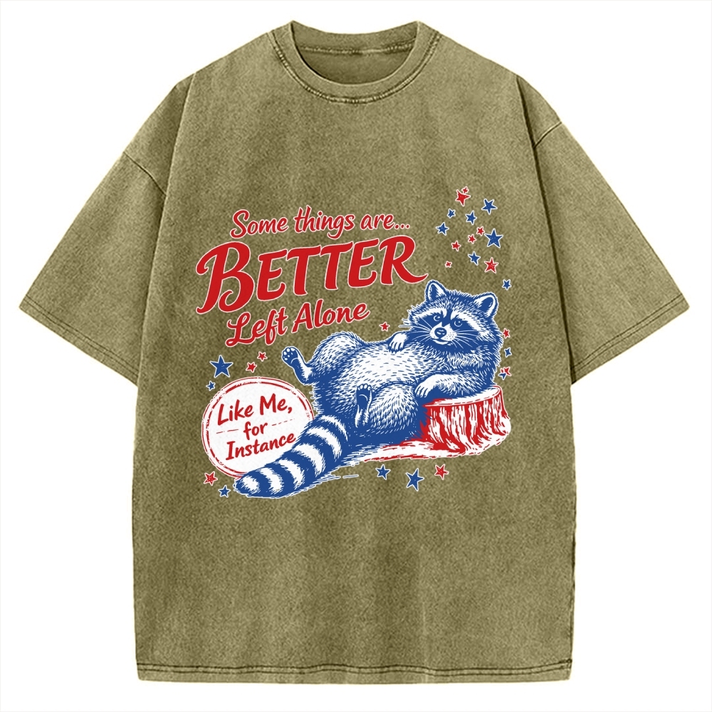 Unisex Raccoon Some Things Are Better Left Alone Vintage Washed T-shirt