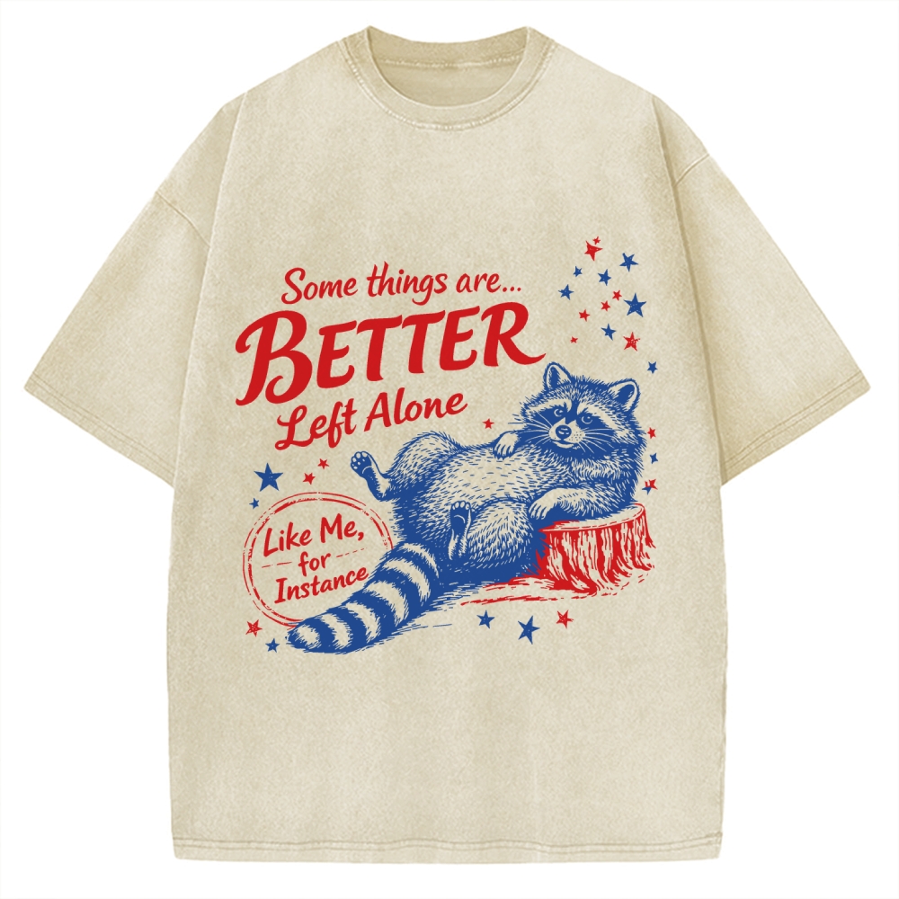 Unisex Raccoon Some Things Are Better Left Alone Vintage Washed T-shirt