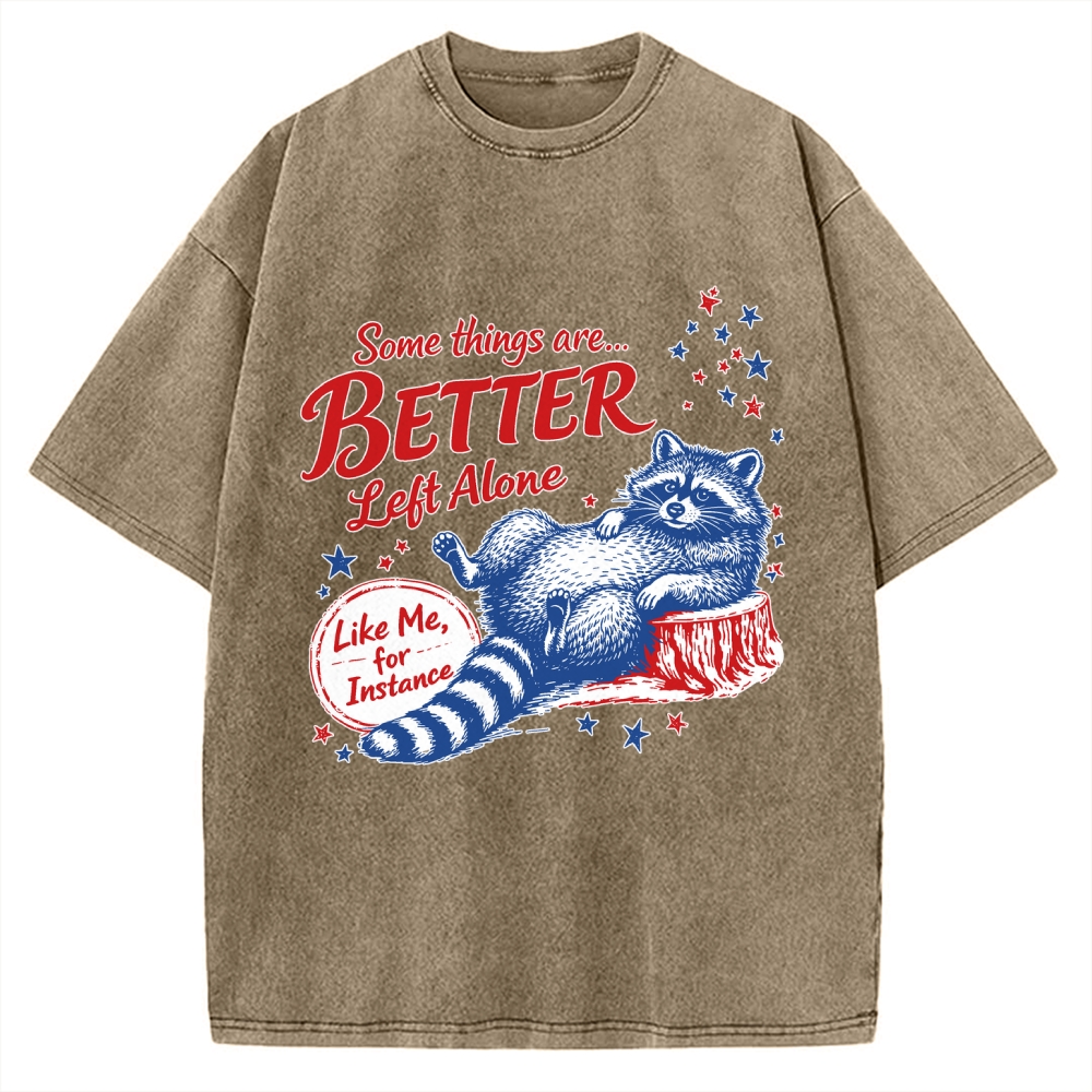 Unisex Raccoon Some Things Are Better Left Alone Vintage Washed T-shirt