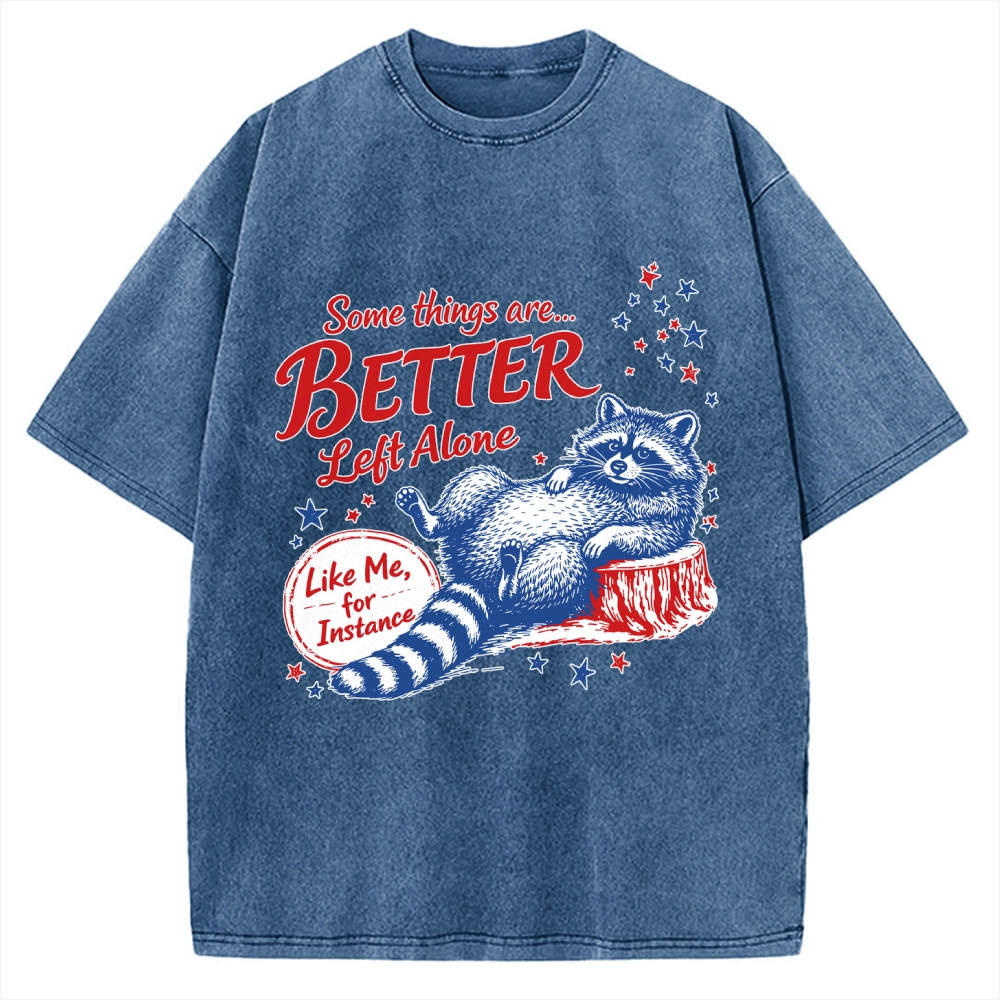 Unisex Raccoon Some Things Are Better Left Alone Vintage Washed T-shirt