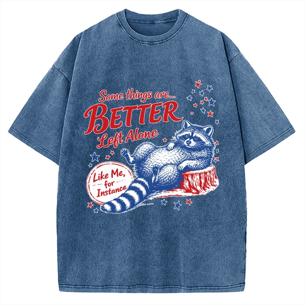 Unisex Raccoon Some Things Are Better Left Alone Vintage Washed T-shirt