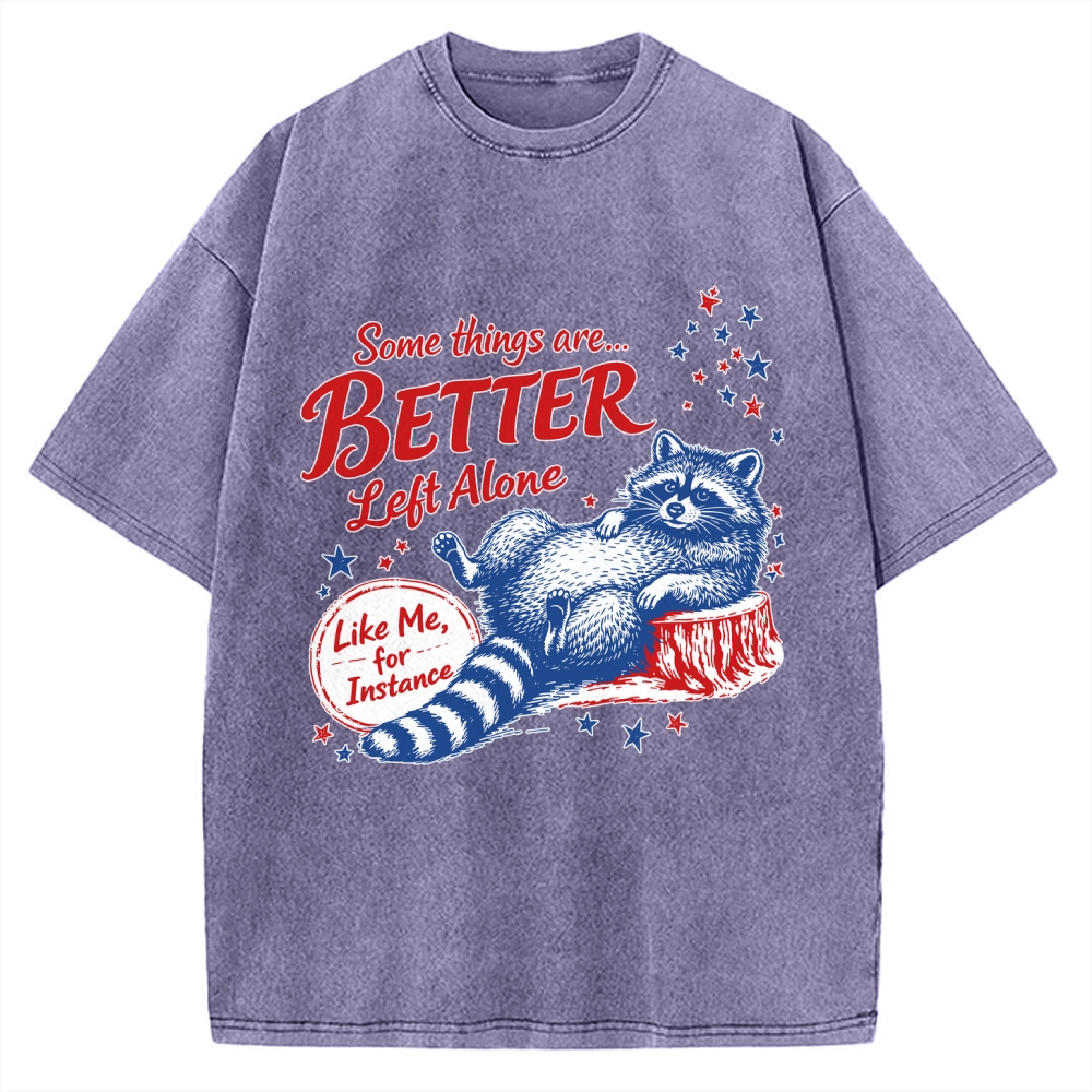 Unisex Raccoon Some Things Are Better Left Alone Vintage Washed T-shirt
