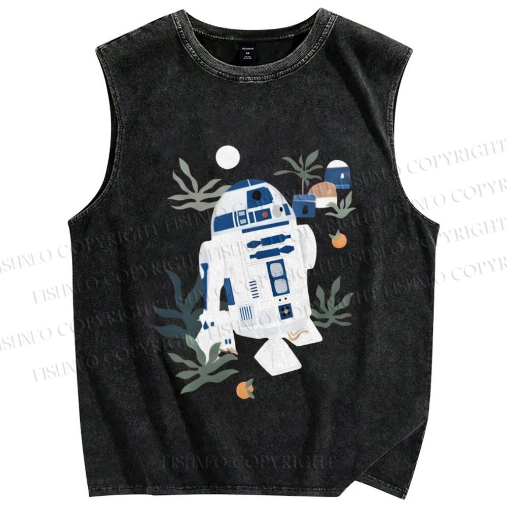 Unisex Star Wars R2-D2 Printed Washed Tank Top