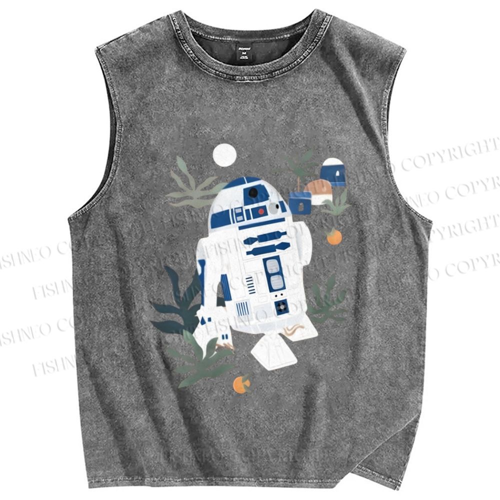 Unisex Star Wars R2-D2 Printed Washed Tank Top