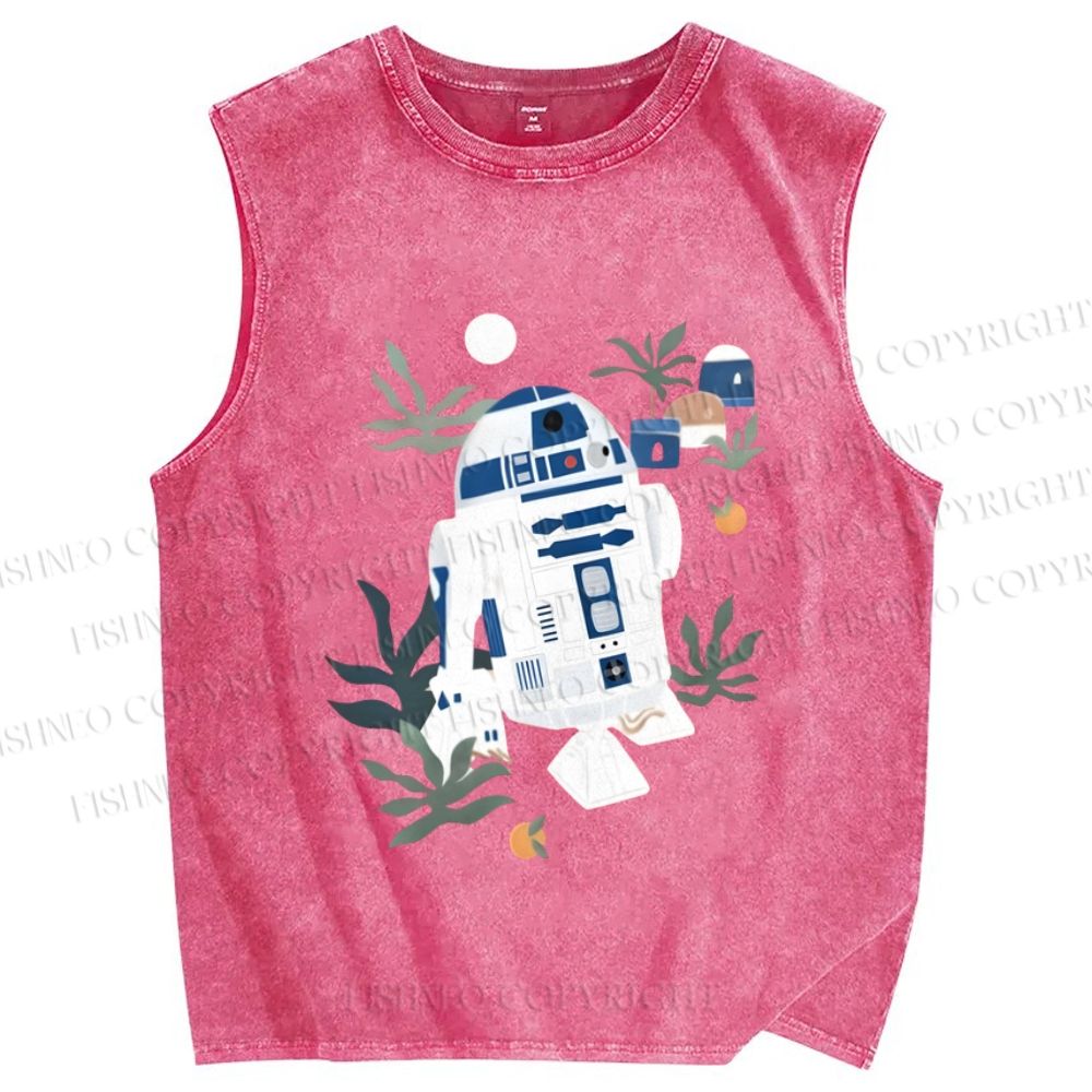 Unisex Star Wars R2-D2 Printed Washed Tank Top