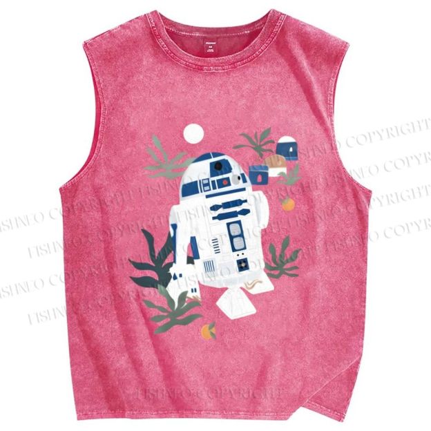 Unisex Star Wars R2-D2 Printed Washed Tank Top