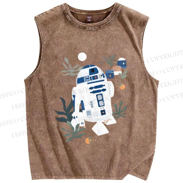 Unisex Star Wars R2-D2 Printed Washed Tank Top