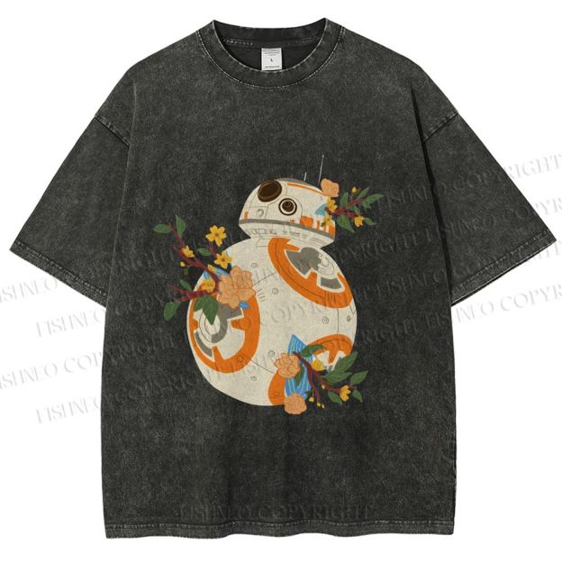 Unisex Star Wars BB-8 Printed Washed Tee