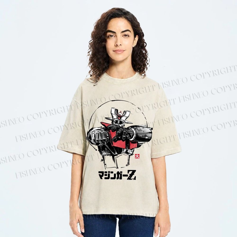 Unisex Mazinger Z Printed Washed Tee