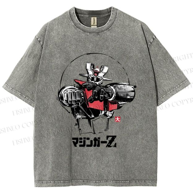 Unisex Mazinger Z Printed Washed Tee