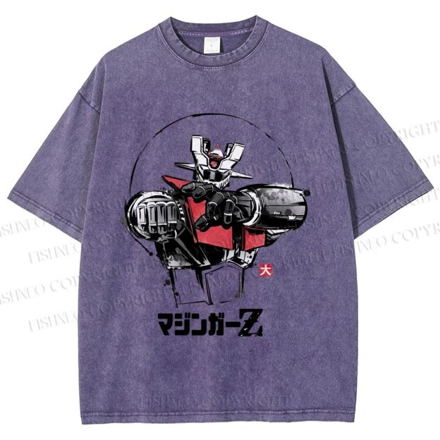 Unisex Mazinger Z Printed Washed Tee