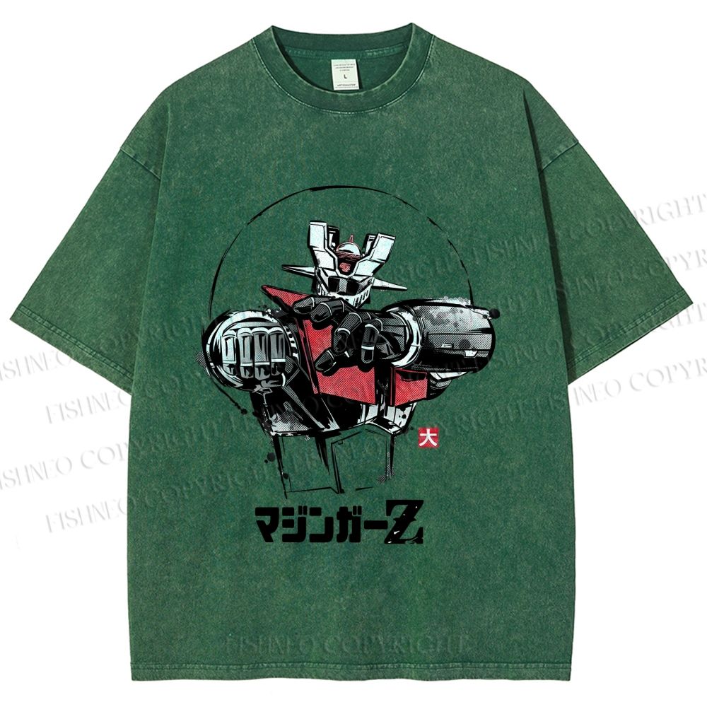 Unisex Mazinger Z Printed Washed Tee