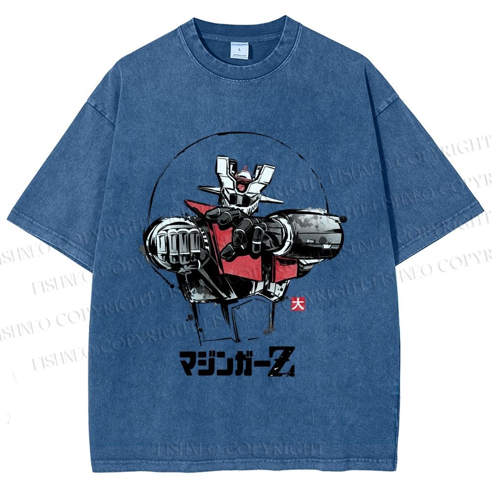 Unisex Mazinger Z Printed Washed Tee