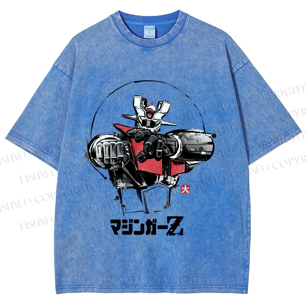 Unisex Mazinger Z Printed Washed Tee