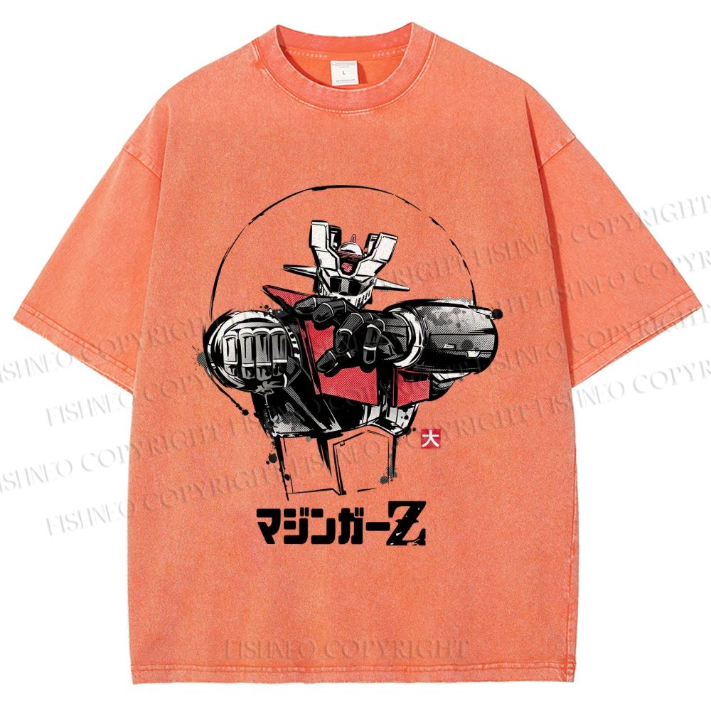 Unisex Mazinger Z Printed Washed Tee