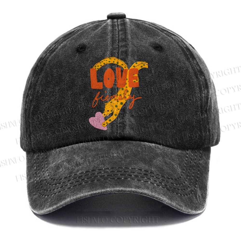 Unisex Vintage Casual Funny Panther in Love Washed Cap